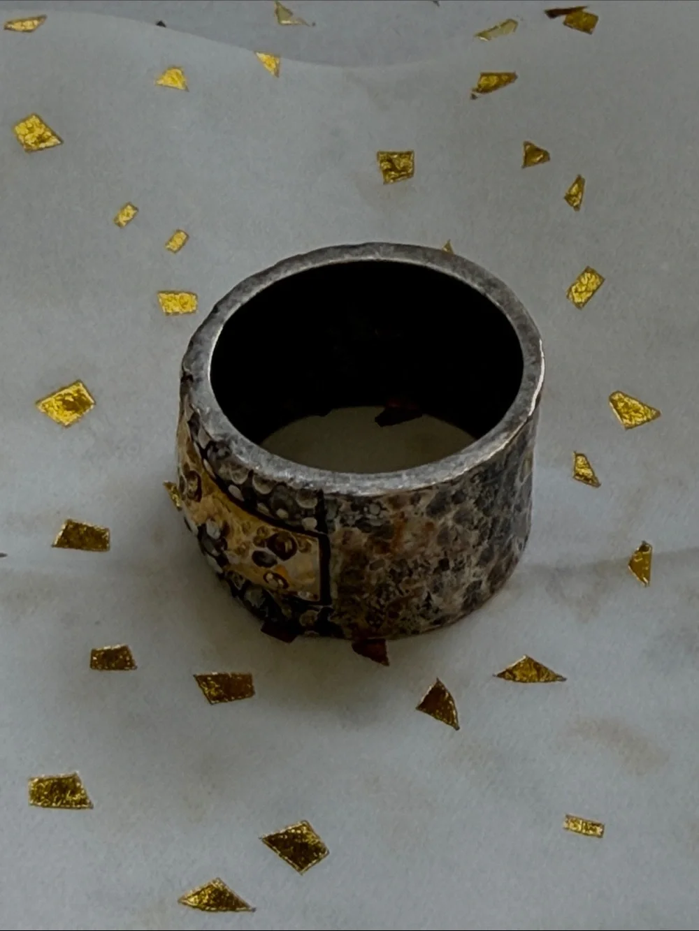 Gold and Silver Textured Stackable Ring